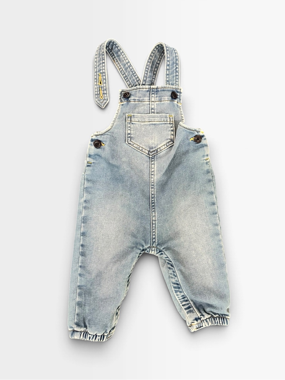 Old Navy Light Wash Denim Kids Overalls with Elastic Ankles